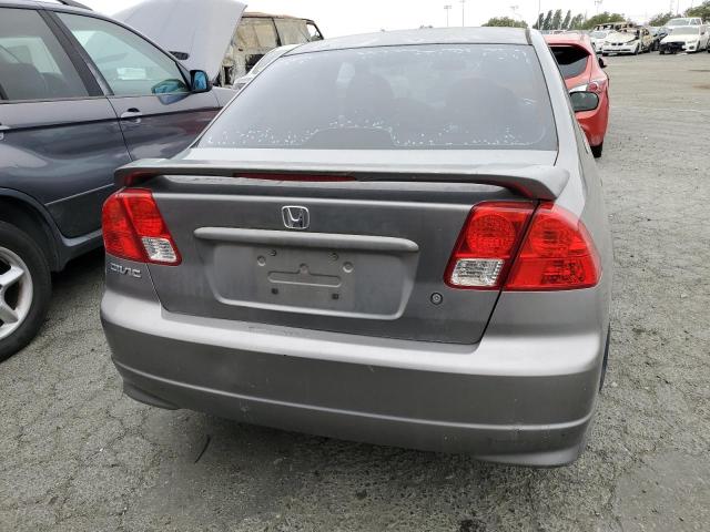 2HGES16505H559450 - 2005 HONDA CIVIC LX GRAY photo 6