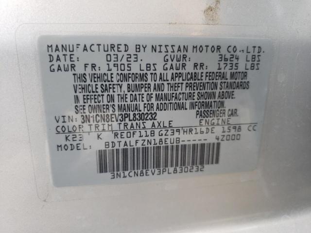 3N1CN8EV3PL830232 - 2023 NISSAN VERSA SV SILVER photo 12