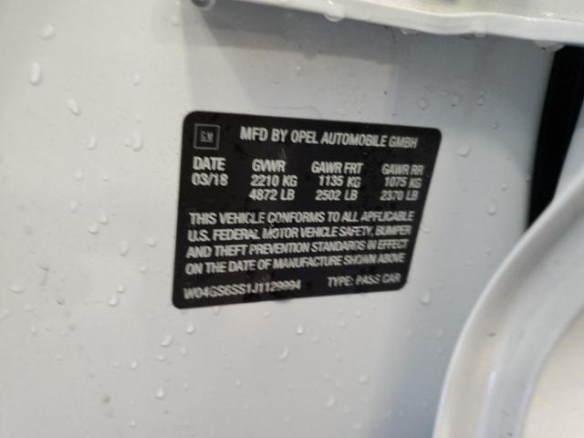 W04GS6SS1J1129994 - 2018 BUICK REGAL GS Ақ фото 12