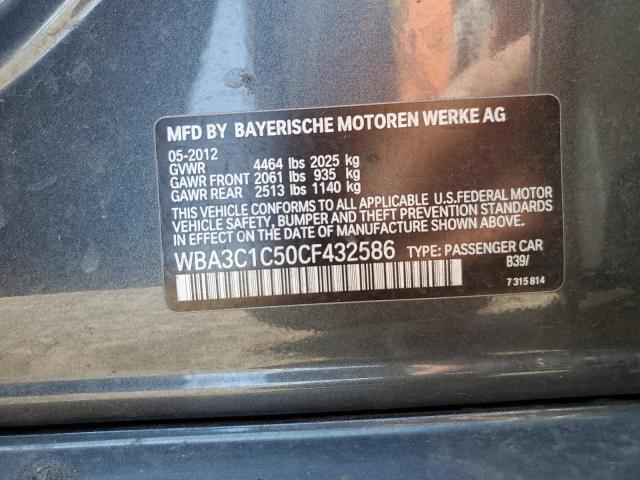 WBA3C1C50CF432586 - 2012 BMW 328 I SULEV GRAY photo 12