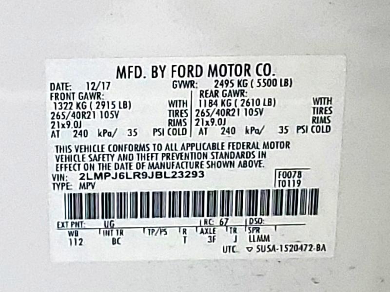 2LMPJ6LR9JBL23293 - 2018 LINCOLN MKX RESERVE Սպիտակ լուսանկար 13