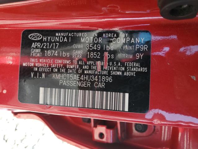 KMHCT5AE4HU341896 - 2017 HYUNDAI ACCENT SE RED photo 13