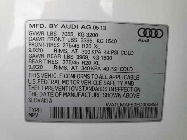 WA1LMAFE0ED000858 - 2014 AUDI Q7 PREMIUM PLUS თეთრი ფოტო 13