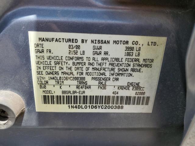 1N4DL01D6YC200388 - 2000 NISSAN ALTIMA XE BLUE photo 12