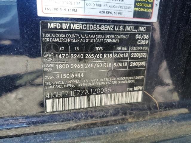 4JGBF71E77A120095 - 2007 MERCEDES-BENZ GL 450 4MATIC BLUE photo 13