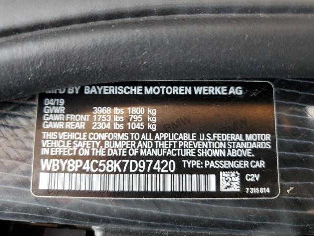 WBY8P4C58K7D97420 - 2019 BMW I3 REX GRAY photo 13