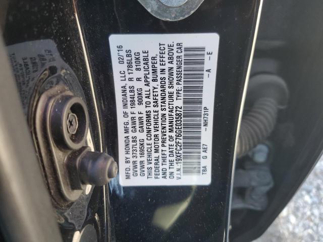 19XFC2F76GE035872 - 2016 HONDA CIVIC EX BLACK photo 12