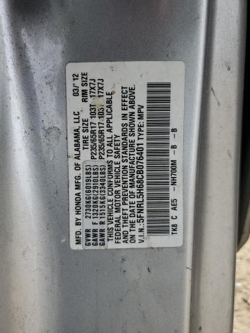 5FNRL5H68CB076401 - 2012 HONDA ODYSSEY EXL SILVER photo 13