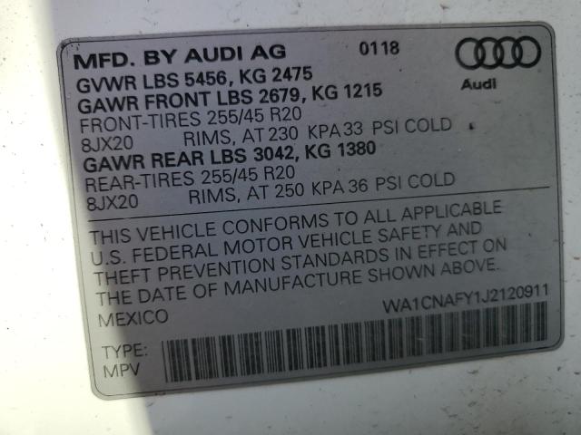 WA1CNAFY1J2120911 - 2018 AUDI Q5 PRESTIGE WHITE photo 14