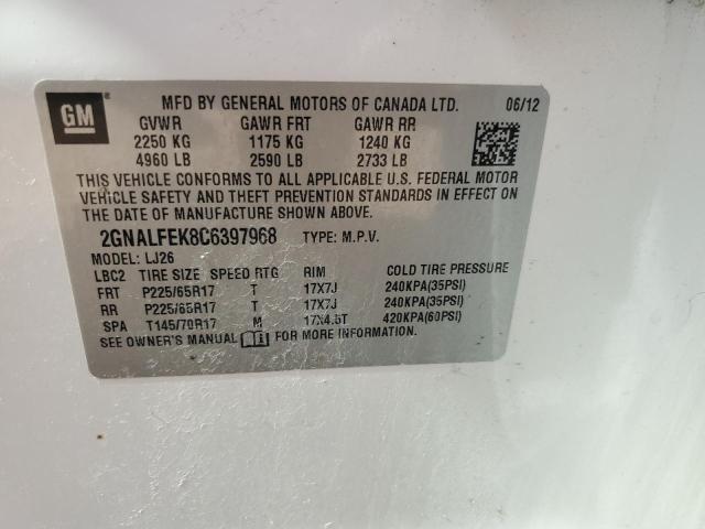 2GNALFEK8C6397968 - 2012 CHEVROLET EQUINOX LTZ WHITE photo 13