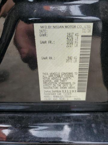 1N4AL3AP8GN331193 - 2016 NISSAN ALTIMA 2.5 黑色 照片 12