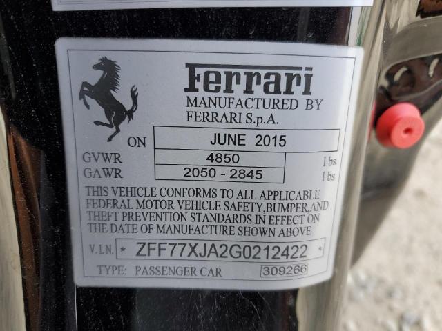 ZFF77XJA2G0212422 - 2016 FERRARI CALIFORNIA BLACK photo 13