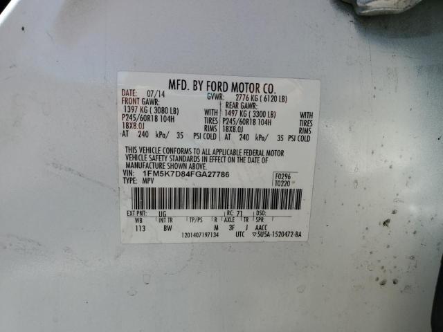 1FM5K7D84FGA27786 - 2015 FORD EXPLORER XLT WHITE photo 13