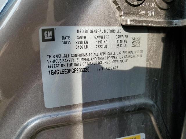 1G4GL5E38CF203320 - 2012 BUICK LACROSSE Marrón foto 12