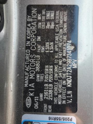 KNDJT2A29B7341074 - 2011 KIA SOUL + GRAY photo 12