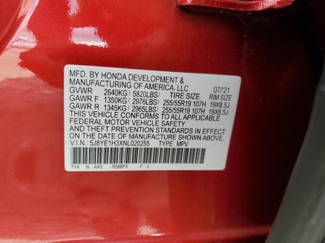 5J8YE1H3XNL020255 - 2022 ACURA MDX RED photo 13