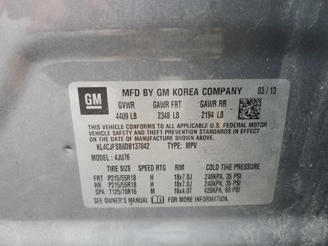 KL4CJFSB8DB137042 - 2013 BUICK ENCORE CONVENIENCE ნაცრისფერი ფოტო 13