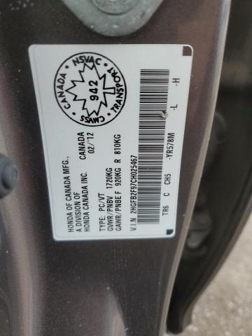 2HGFB2F97CH025467 - 2012 HONDA CIVIC EXL Qəhvəyi foto 12