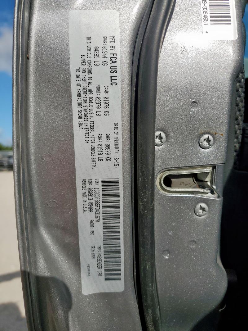 1C3CDFBB5FD431670 - 2015 DODGE DART SXT SILVER photo 13