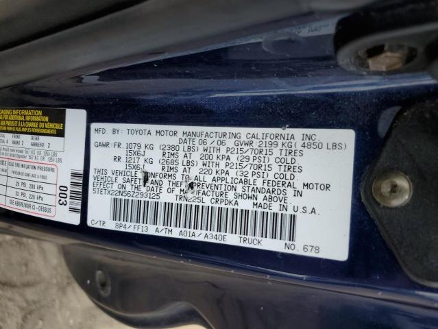 5TETX22N56Z293125 - 2006 TOYOTA TACOMA ACCESS CAB BLUE photo 13