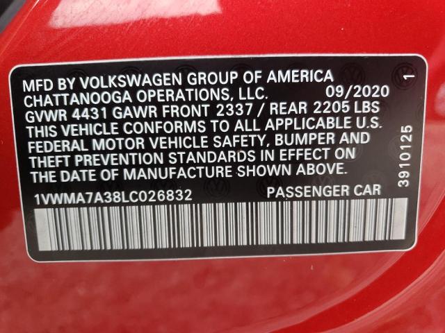 1VWMA7A38LC026832 - 2020 VOLKSWAGEN PASSAT R-LINE Qırmızı foto 13
