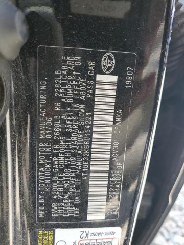 4T1BE32K66U154221 - 2006 TOYOTA CAMRY LE BLACK photo 13