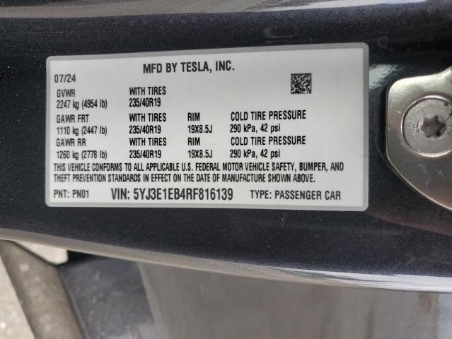 5YJ3E1EB4RF816139 - 2024 TESLA MODEL 3 Gri fotoğraf 13