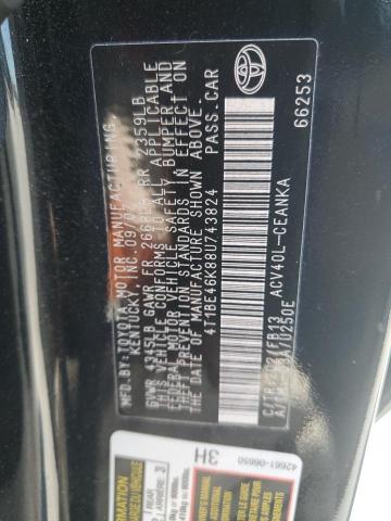 4T1BE46K88U743824 - 2008 TOYOTA CAMRY CE Қара фото 12