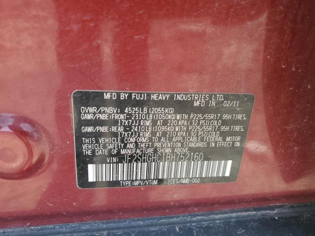 JF2SHGHC1BH752160 - 2011 SUBARU FORESTER TOURING Qırmızı foto 12