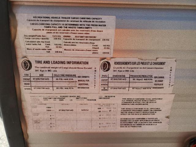 4X4TSMT19KY003397 - 2019 WILDWOOD SALEM WHITE photo 10