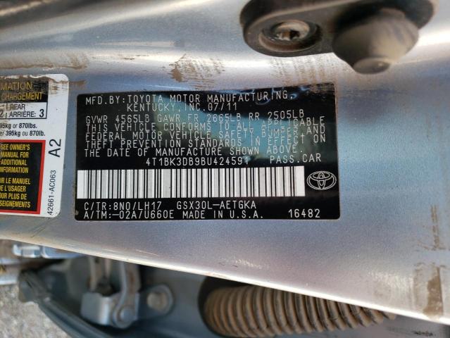 4T1BK3DB9BU424591 - 2011 TOYOTA AVALON BASE 蓝色 照片 12