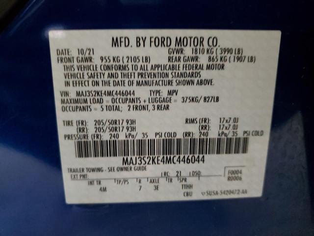 MAJ3S2KE4MC446044 - 2021 FORD ECOSPORT TITANIUM BLUE photo 13