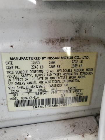 1N4AL11DX6N328675 - 2006 NISSAN ALTIMA S WHITE photo 12