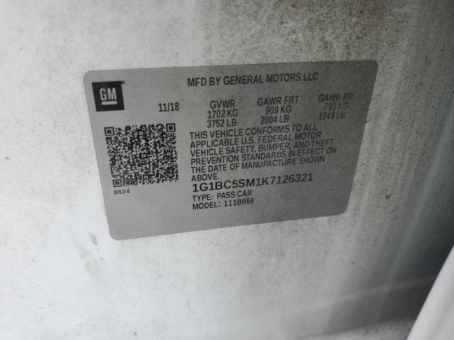 1G1BC5SM1K7126321 - 2019 CHEVROLET CRUZE LS თეთრი ფოტო 12