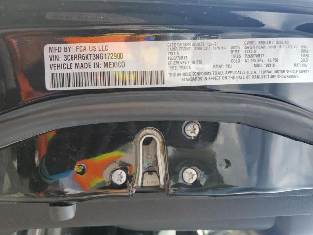 3C6RR6KT3NG172900 - 2022 RAM 1500 CLASS TRADESMAN Սև լուսանկար 12
