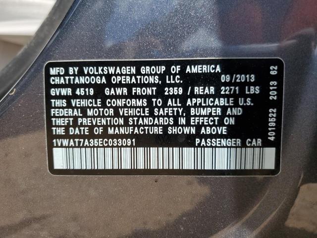 1VWAT7A35EC033091 - 2014 VOLKSWAGEN PASSAT S CHARCOAL photo 12