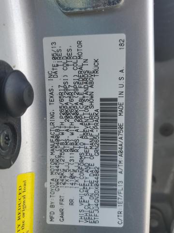 5TFJU4GN3DX044802 - 2013 TOYOTA TACOMA DOUBLE CAB PRERUNNER SILVER photo 13