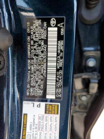 JTNK4RBEXK3020442 - 2019 TOYOTA COROLLA SE Կապույտ լուսանկար 12