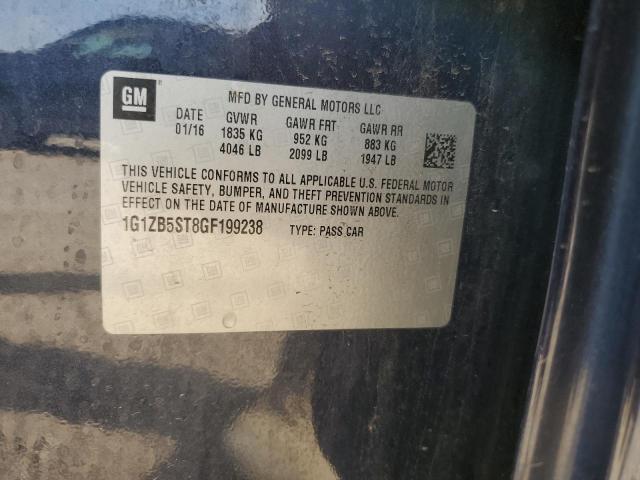 1G1ZB5ST8GF199238 - 2016 CHEVROLET MALIBU LS Көк фото 12