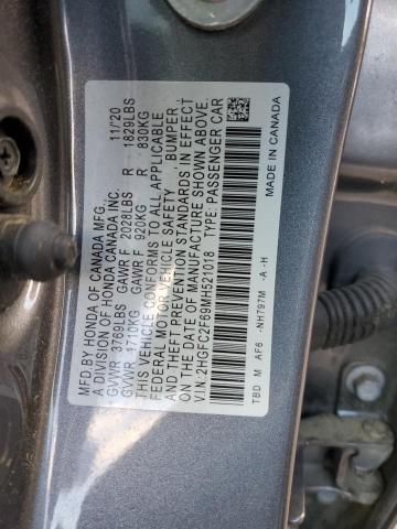 2HGFC2F69MH521018 - 2021 HONDA CIVIC LX GRAY photo 12