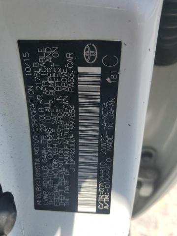 JTDKN3DU2F1997854 - 2015 TOYOTA PRIUS WHITE photo 12