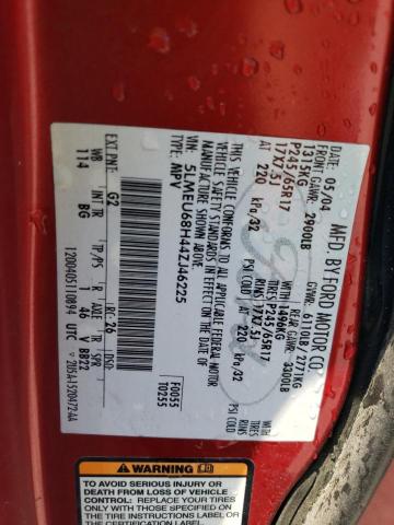 5LMEU68H44ZJ46225 - 2004 LINCOLN AVIATOR 勃艮第红 照片 13