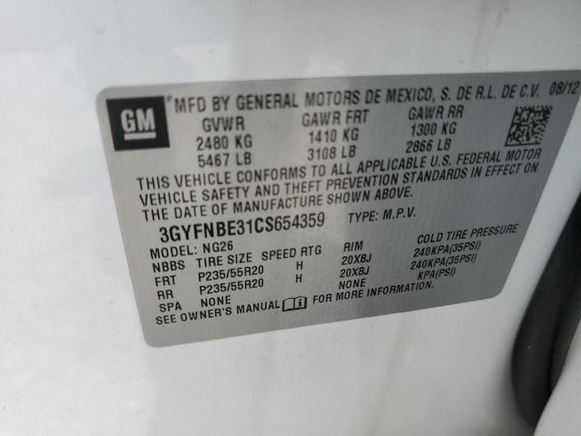 3GYFNBE31CS654359 - 2012 CADILLAC SRX PERFORMANCE COLLECTION Beyaz fotoğraf 13