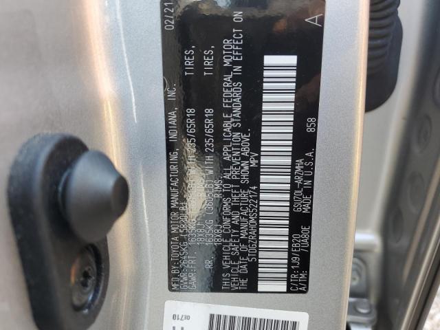 5TDGZRAH0MS522174 - 2021 TOYOTA HIGHLANDER XLE SILVER photo 13
