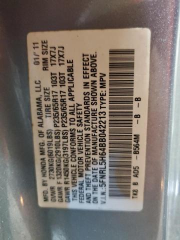 5FNRL5H64BB042213 - 2011 HONDA ODYSSEY EXL BLUE photo 13