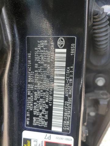 4T1BF1FK6CU139306 - 2012 TOYOTA CAMRY BASE BLACK photo 12