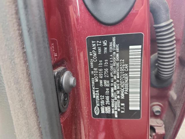 KMHGC4DD7CU195212 - 2012 HYUNDAI GENESIS 3.8L BURGUNDY photo 12