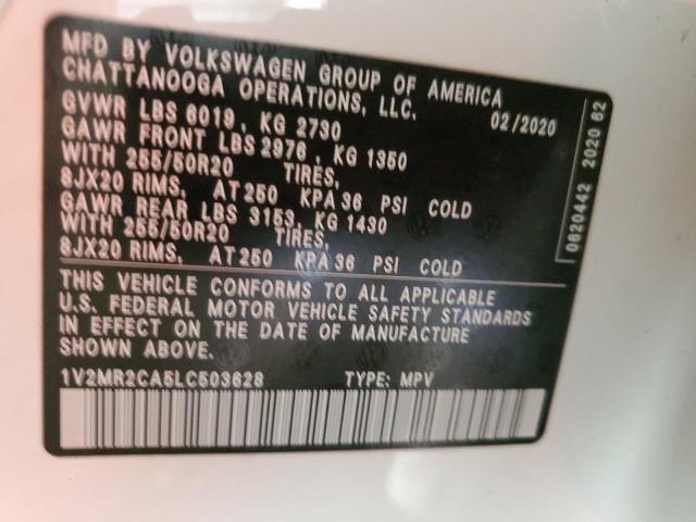 1V2MR2CA5LC503628 - 2020 VOLKSWAGEN ATLAS SEL WHITE photo 13