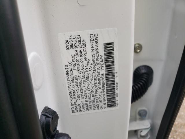 5FNYF8H56RB009638 - 2024 HONDA PASSPORT EXL WHITE photo 13