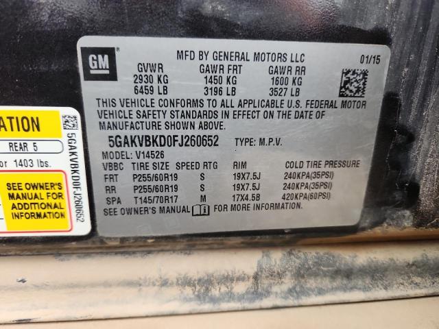 5GAKVBKD0FJ260652 - 2015 BUICK ENCLAVE GRAY photo 13